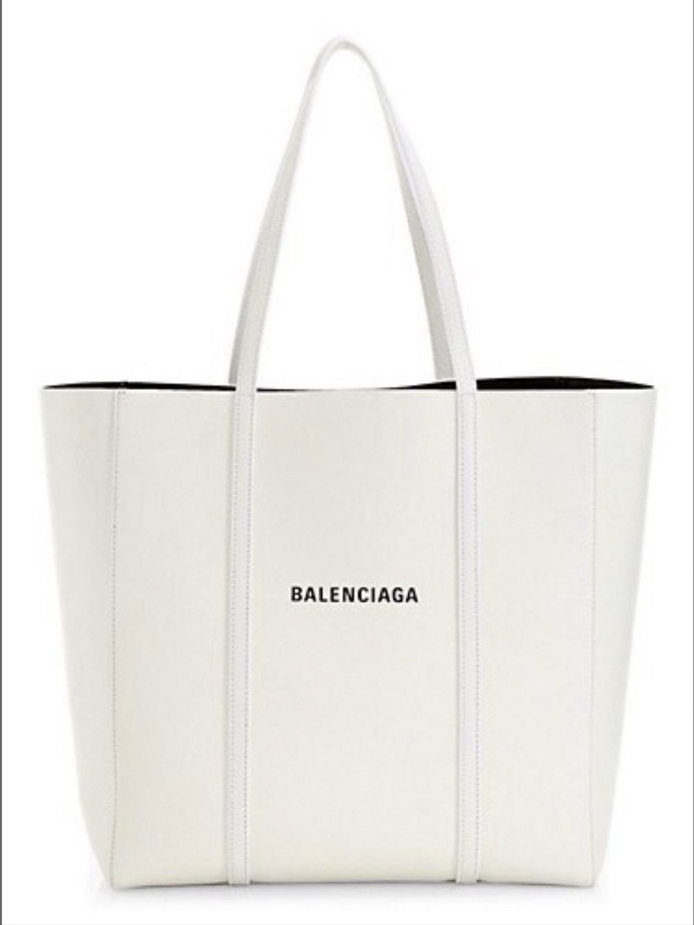 Balenciaga White Leather Tall Logo Tote